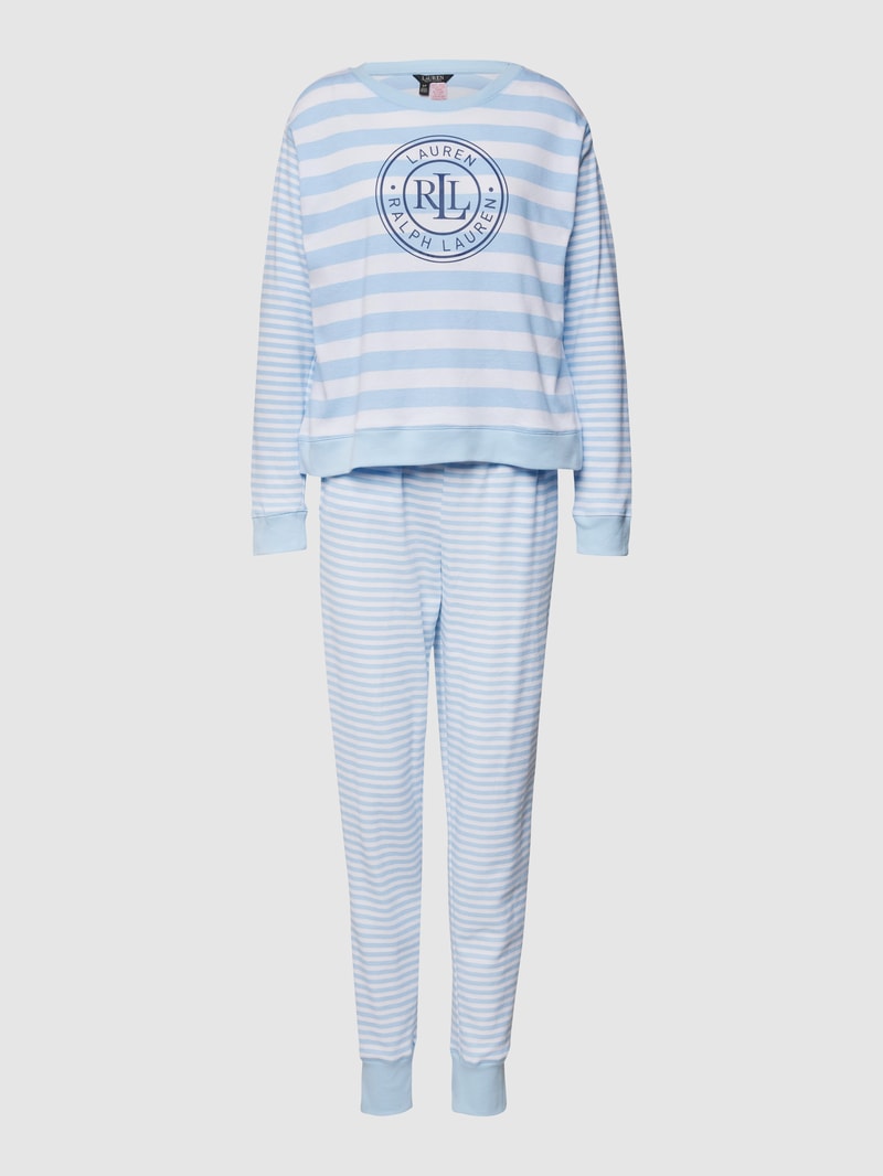 Pyjama mit Label-Print in blau