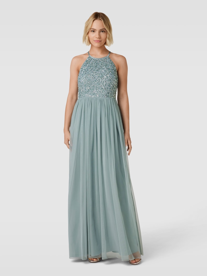 Abendkleid mit Neckholder in schilf