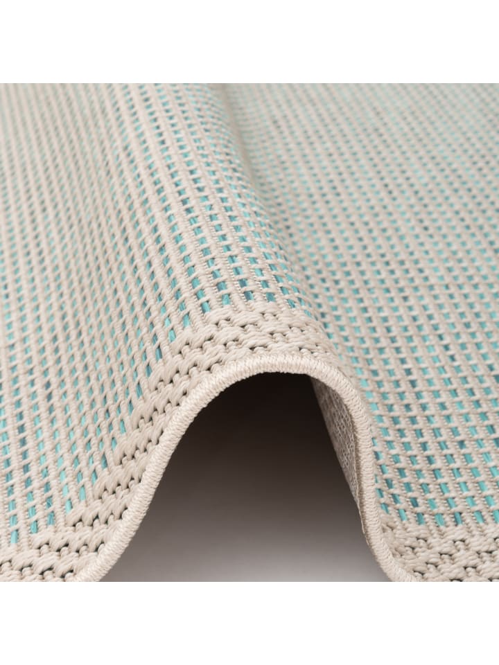 Pergamon In & Outdoor Teppich Flachgewebe Ottawa Bordüre in Türkis günstig kaufen