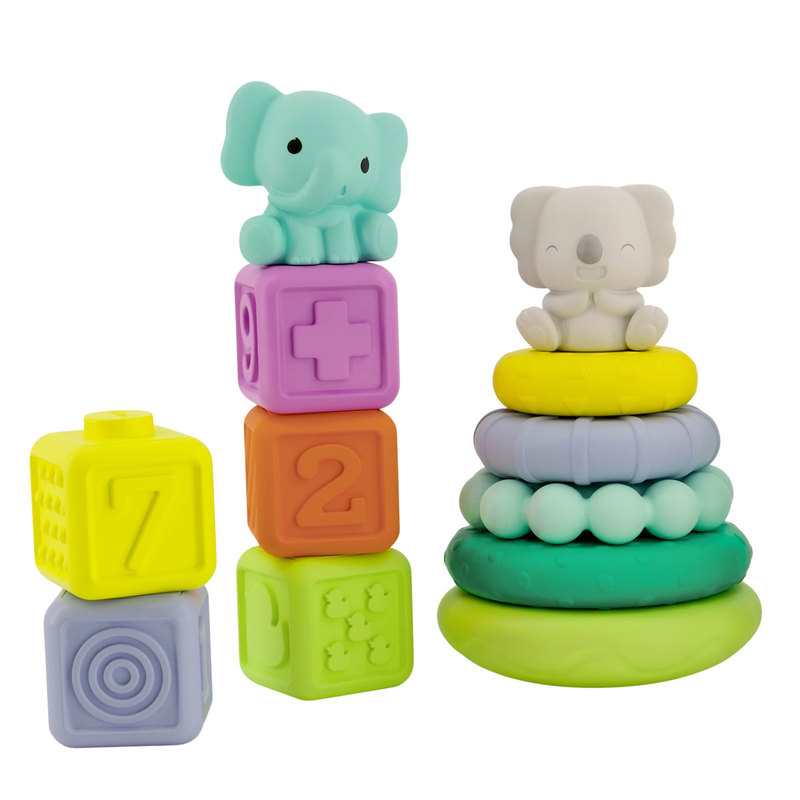 Set Pyramide et cubes à empiler et animaux Infantino