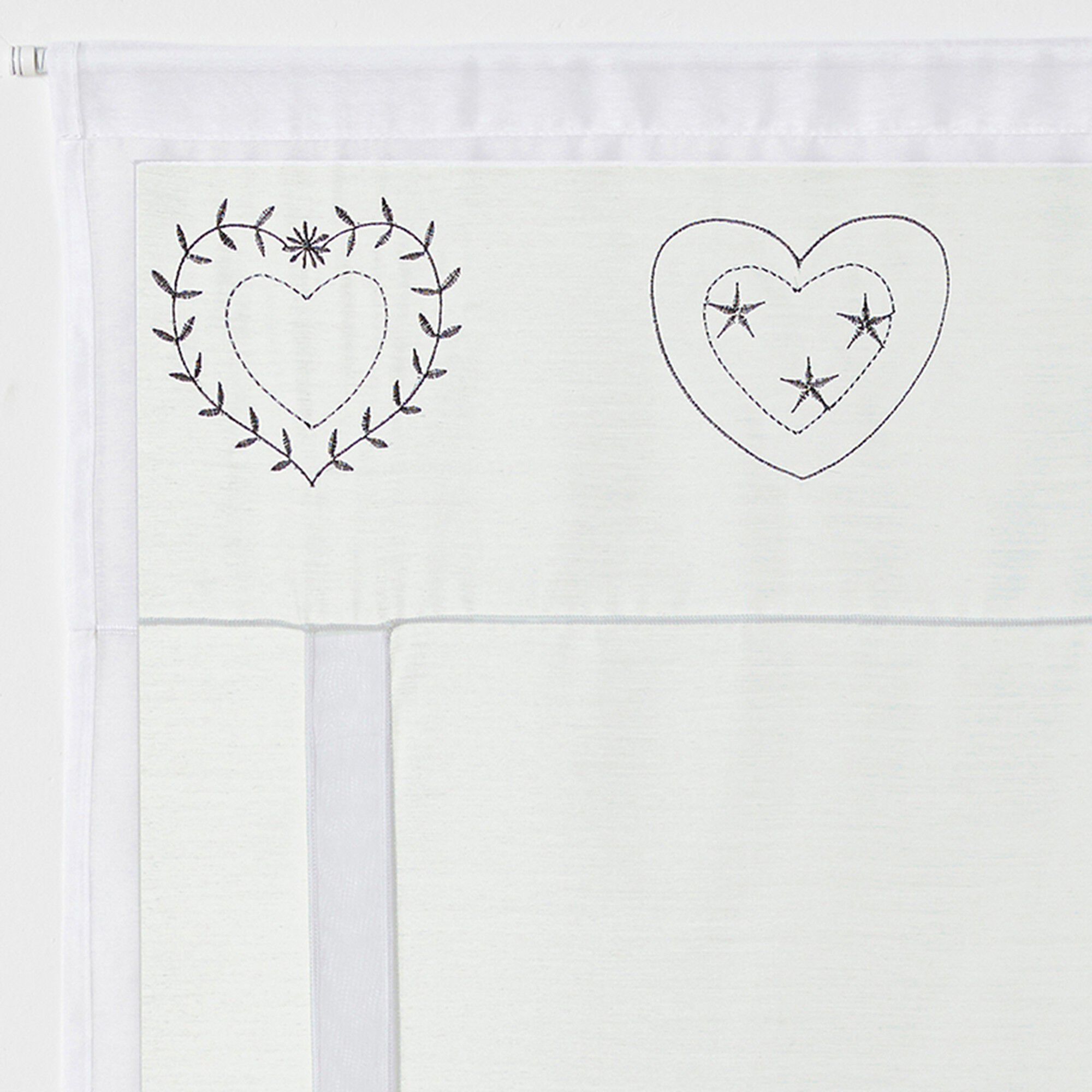 Store broderies motifs coeurs finition passe-tringle
