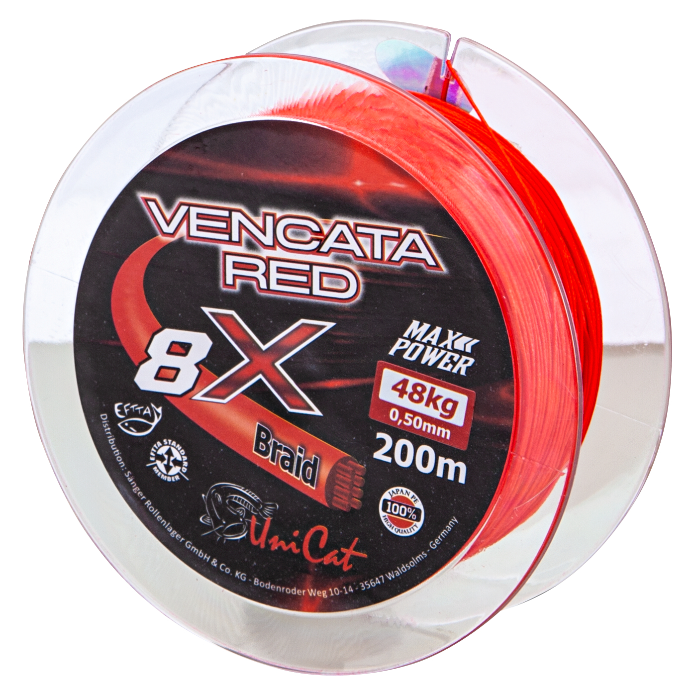 Uni Cat Wallerschnur Vencata Red 8X Braid (200 m)