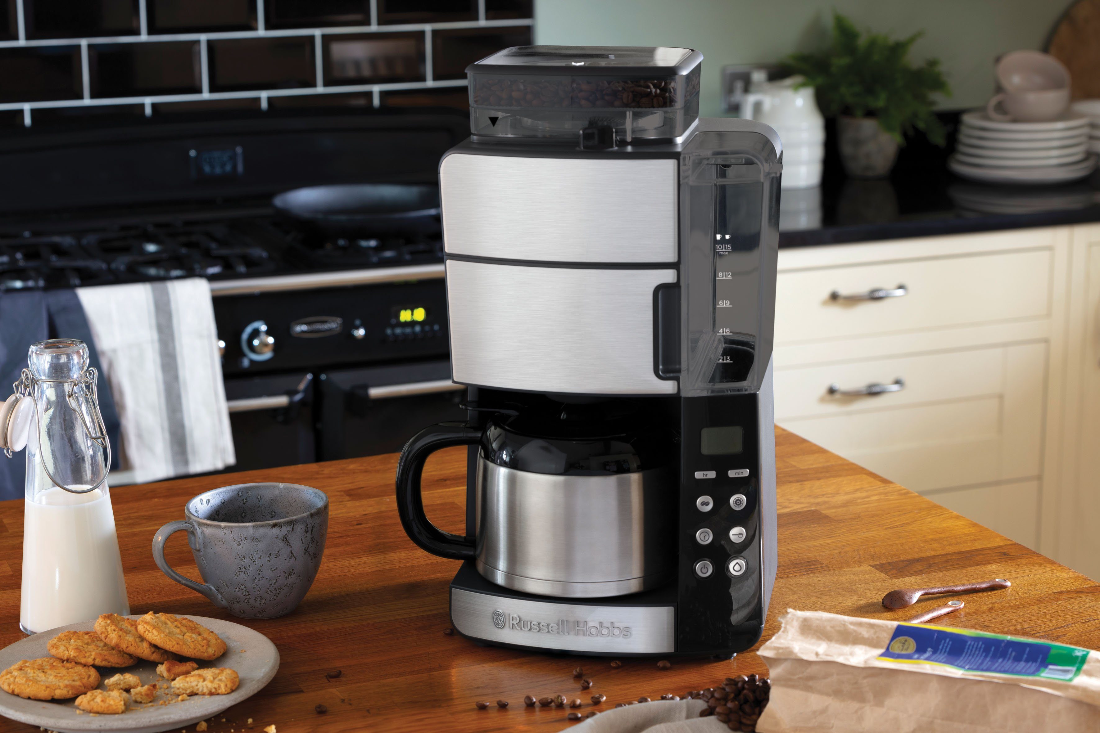 RUSSELL HOBBS Kaffeemaschine mit Mahlwerk Grind & Brew 25620-56, 1,25l Kaffeekanne, Papierfilter 1x4, mit Thermokanne