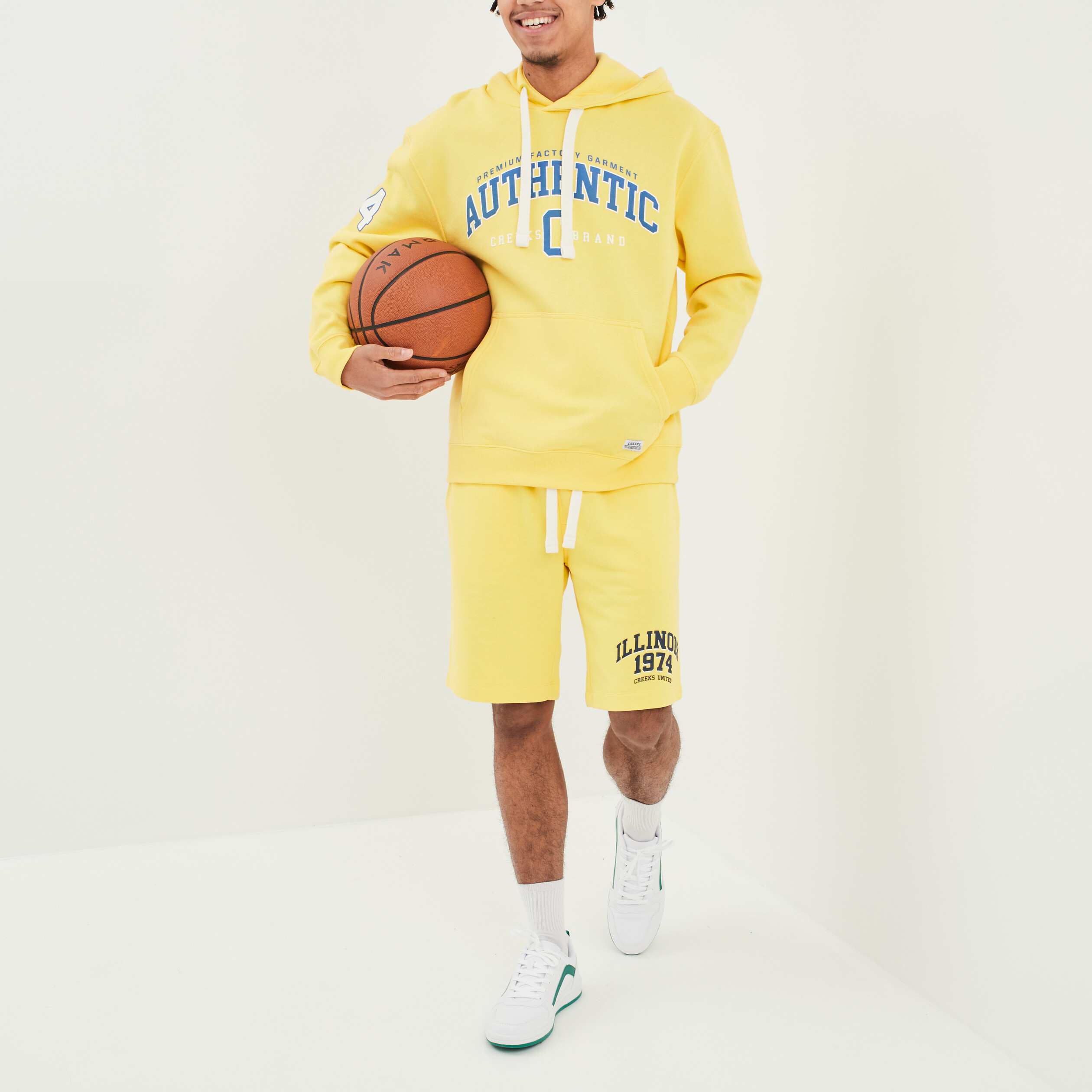 Jogging-Short droit Creeks jaune citron homme | La Halle