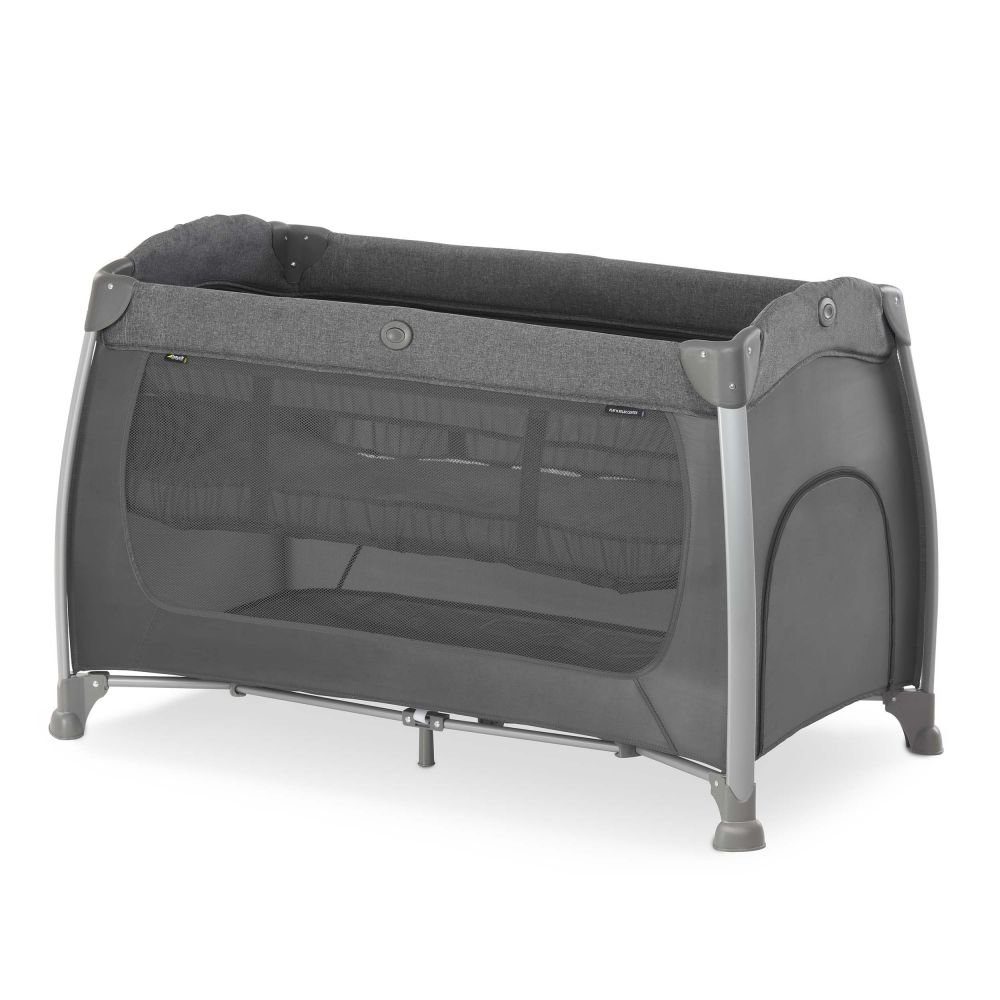 Hauck Baby-Reisebett Play'n Relax Center - Melange Charcoal, 7-tlg., Kinderreisebett mit Matratze, Insektenschutz, Wickelauflage - faltbar