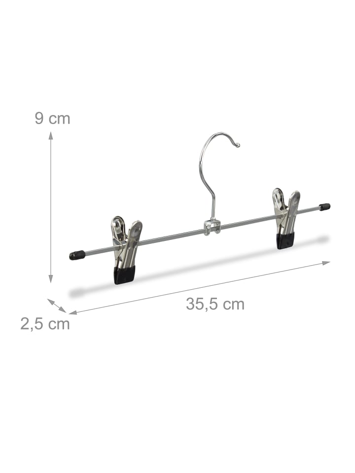 relaxdays 10er Hosenbügel Set in Silber/Schwarz günstig kaufen onesize