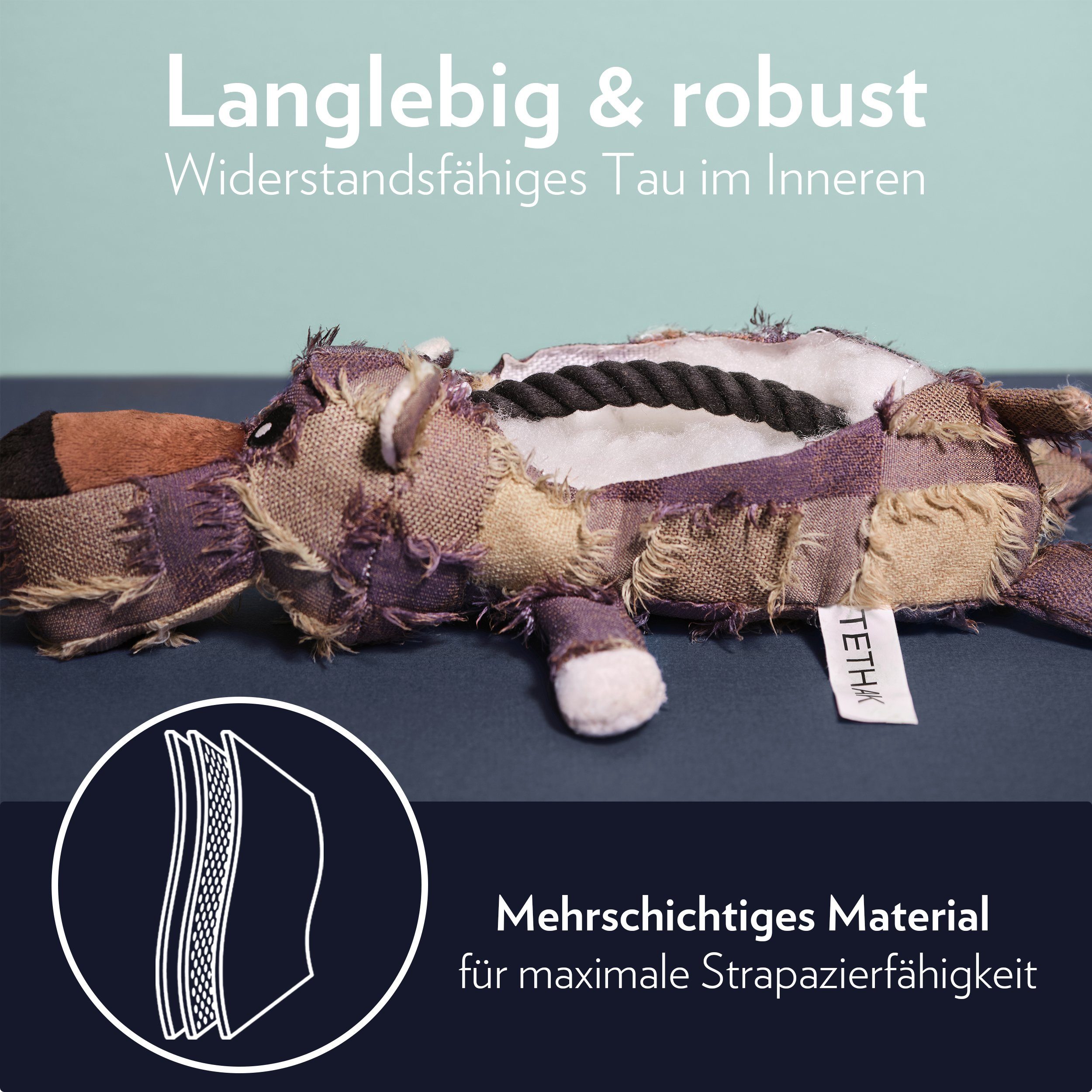 TETHAK Tierkuscheltier Hundespielzeug, Quietschend, (1-tlg)