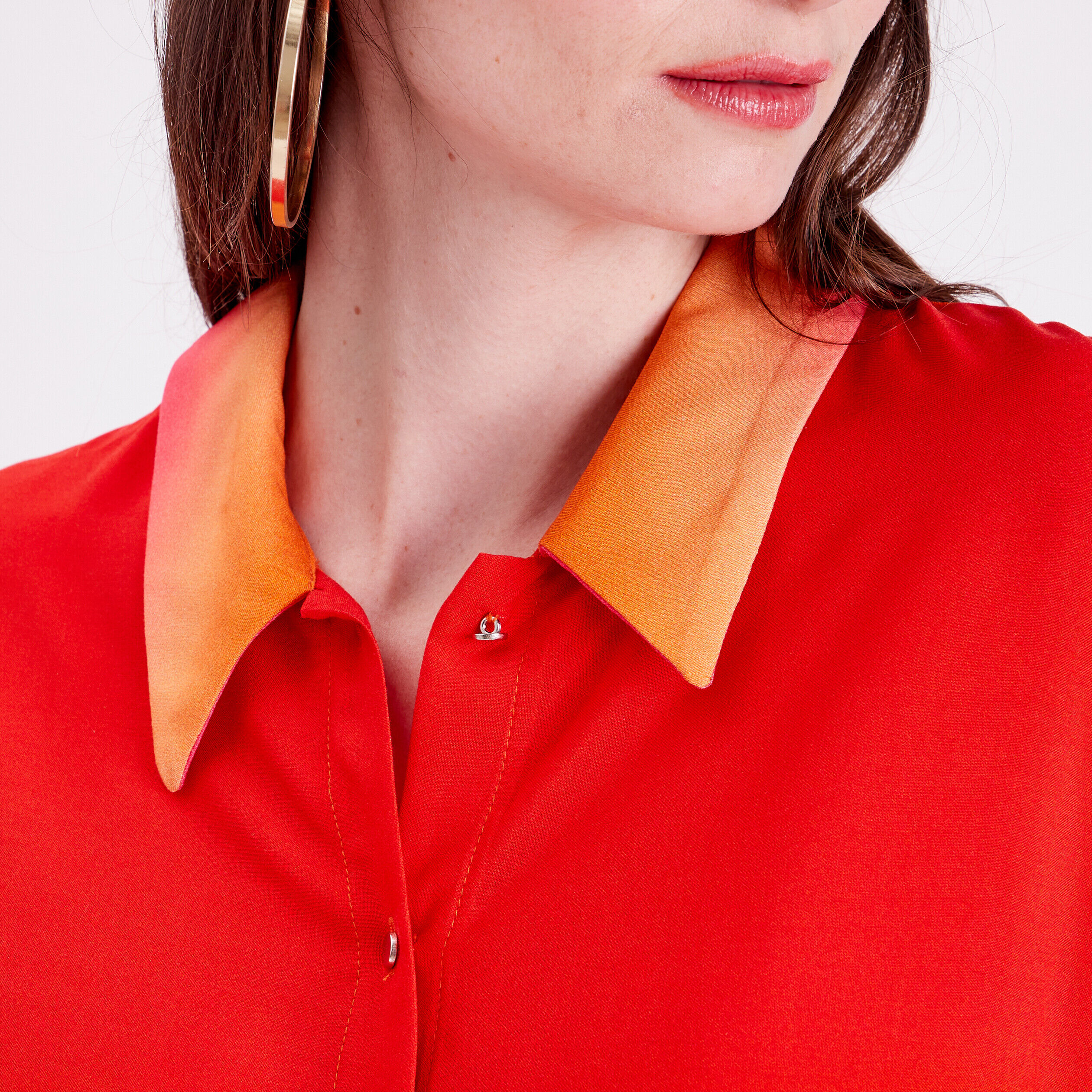 Chemise manches courtes orange femme | Cache Cache