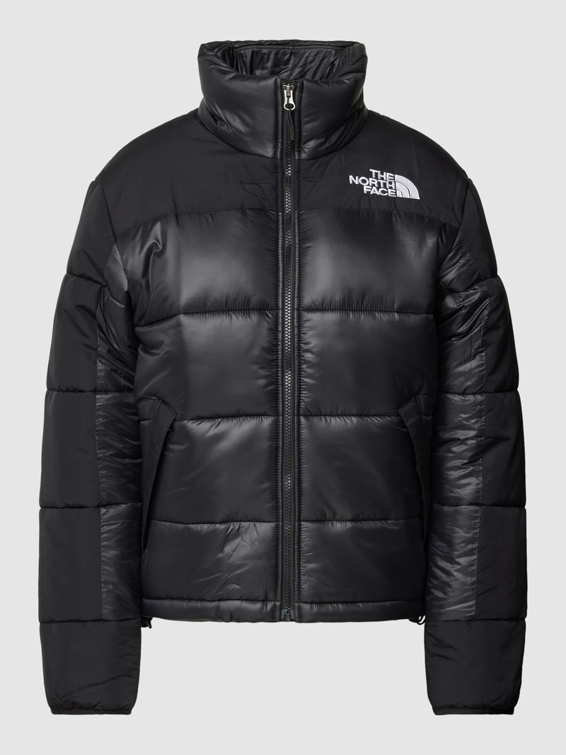 Steppjacke mit Label-Print in schwarz