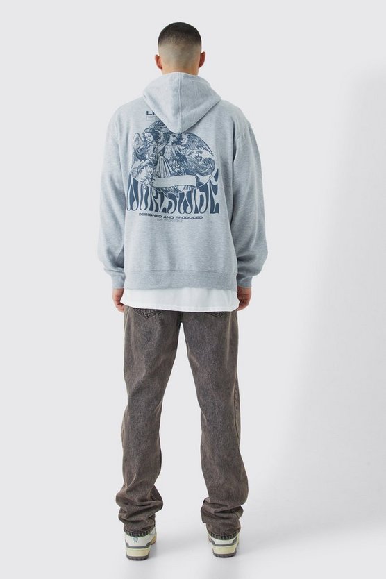 Oversize Hoodie mit Worldwide-Print