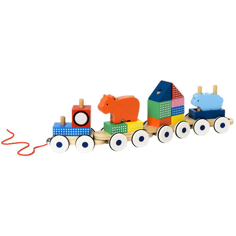 Train géant cubes et animaux en bois Oxybul