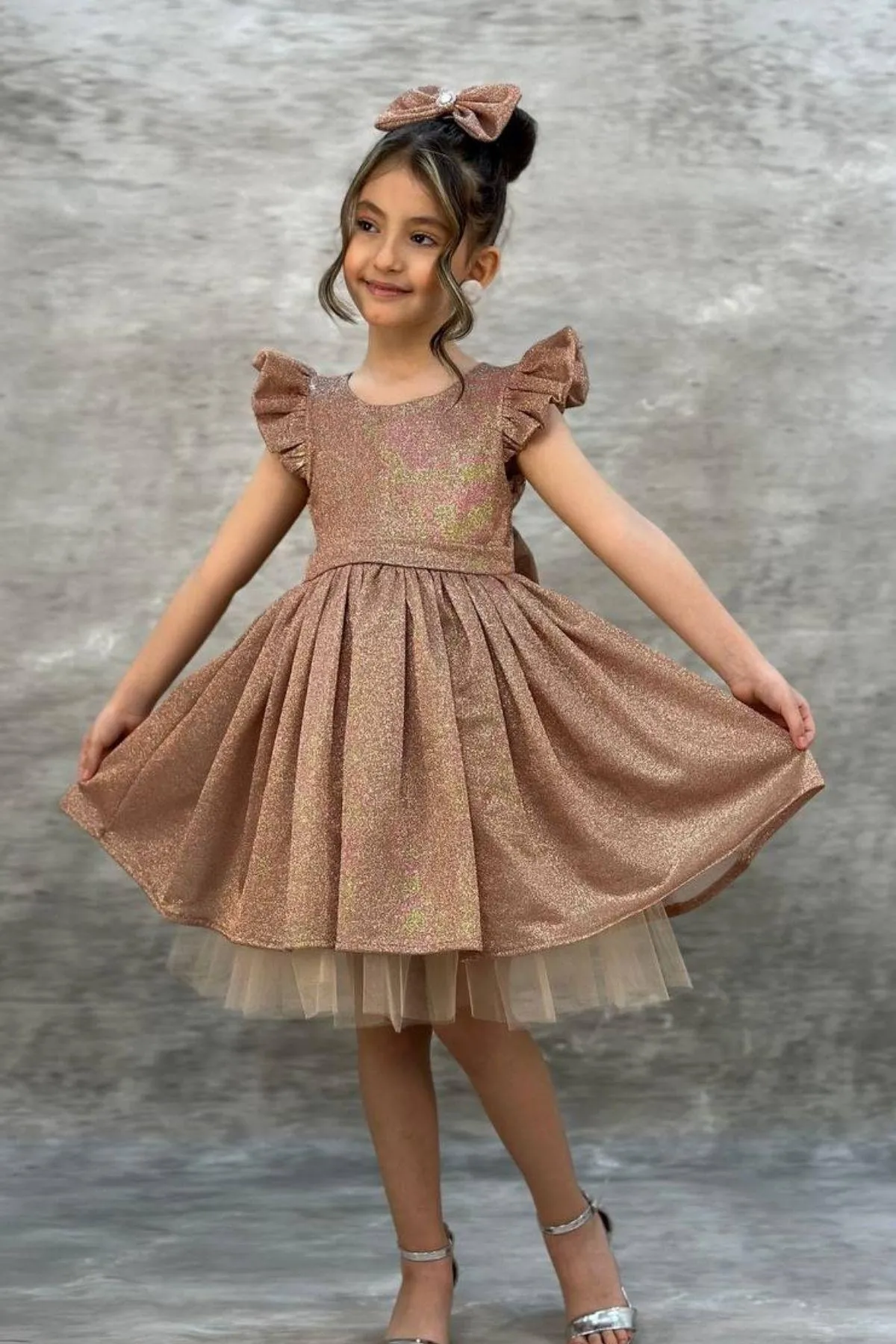 Riccotarz  Glänzendes Kupferkleid für Mädchen
