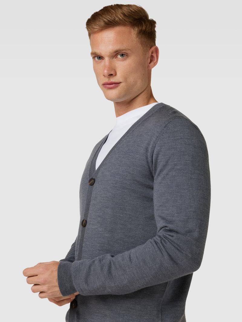 Strickjacke aus Wolle mit V-Ausschnitt in dunkelgrau