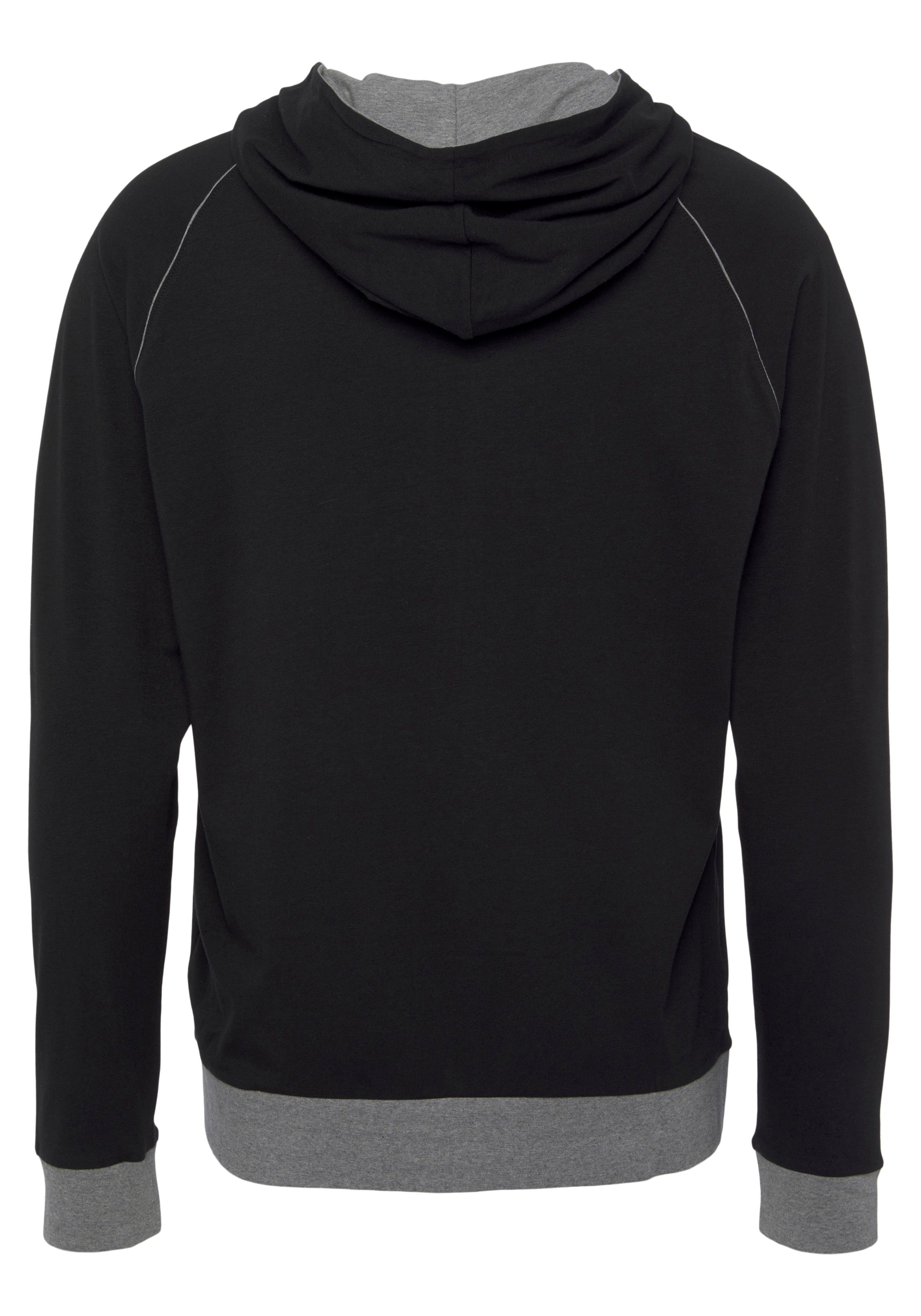 BOSS Kapuzensweatjacke mit kontrastfarbigen Bündchen