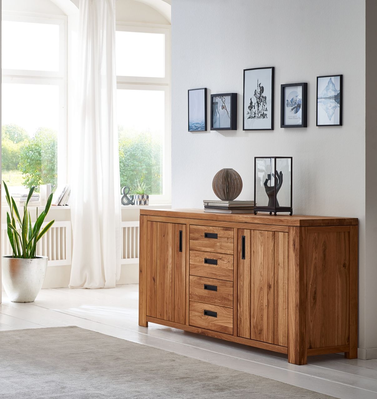 Relita Sideboard AMIGOS mit 2 Türen und 4 Schubladen Wildeiche geölt teilmassiv