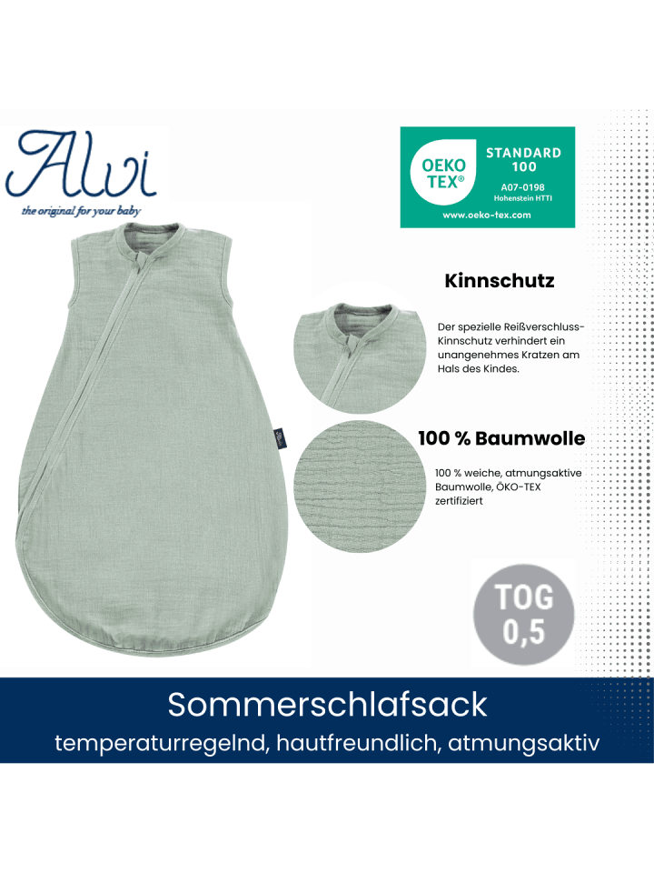 Alvi Baby Mäxchen Sommertraum Mullschlafsack Exklusiv in Hellgrün günstig kaufen