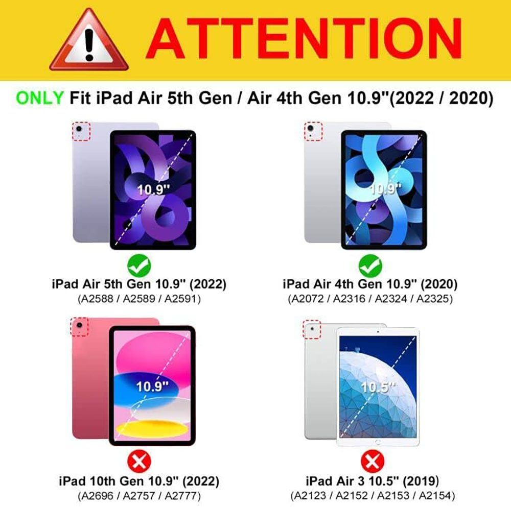 Fintie Tablet-Hülle für iPad Air 5 Gen 2022/ iPad Air 4 Gen 2020 [Magnetverschluss], Leichte Standhülle mit Durchscheinend Mattierter Rückseite