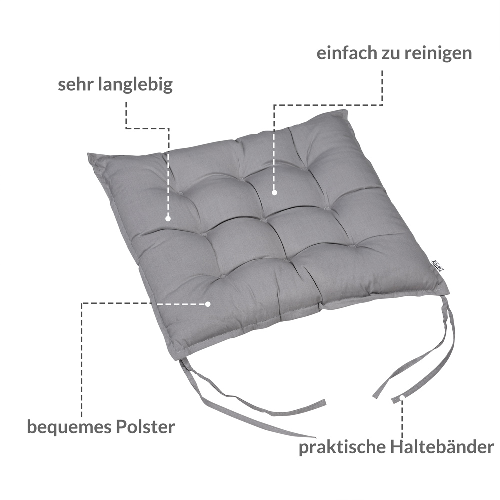 Detex Sitzkissen 4er-Set Cozy Grau