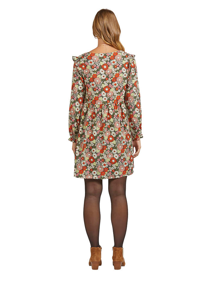 vertbaudet Kleid in Khaki/ Bunt günstig kaufen