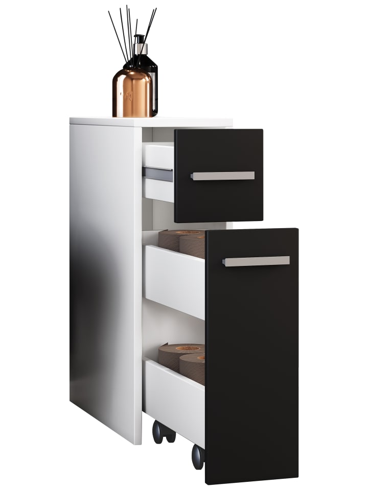 VCM  Holz Badmöbel Nischenschrank Raumteiler Bad Zalo in Weiß / Schwarz günstig kaufen onesize