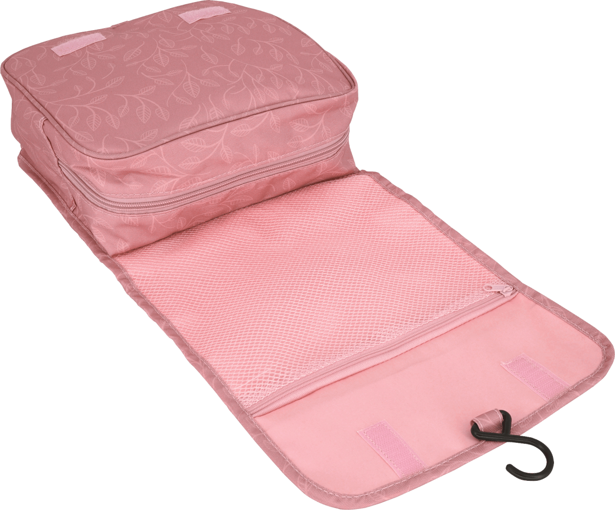 Kulturbeutel Organizer rosa mit Blätter-Motiv, 1 St