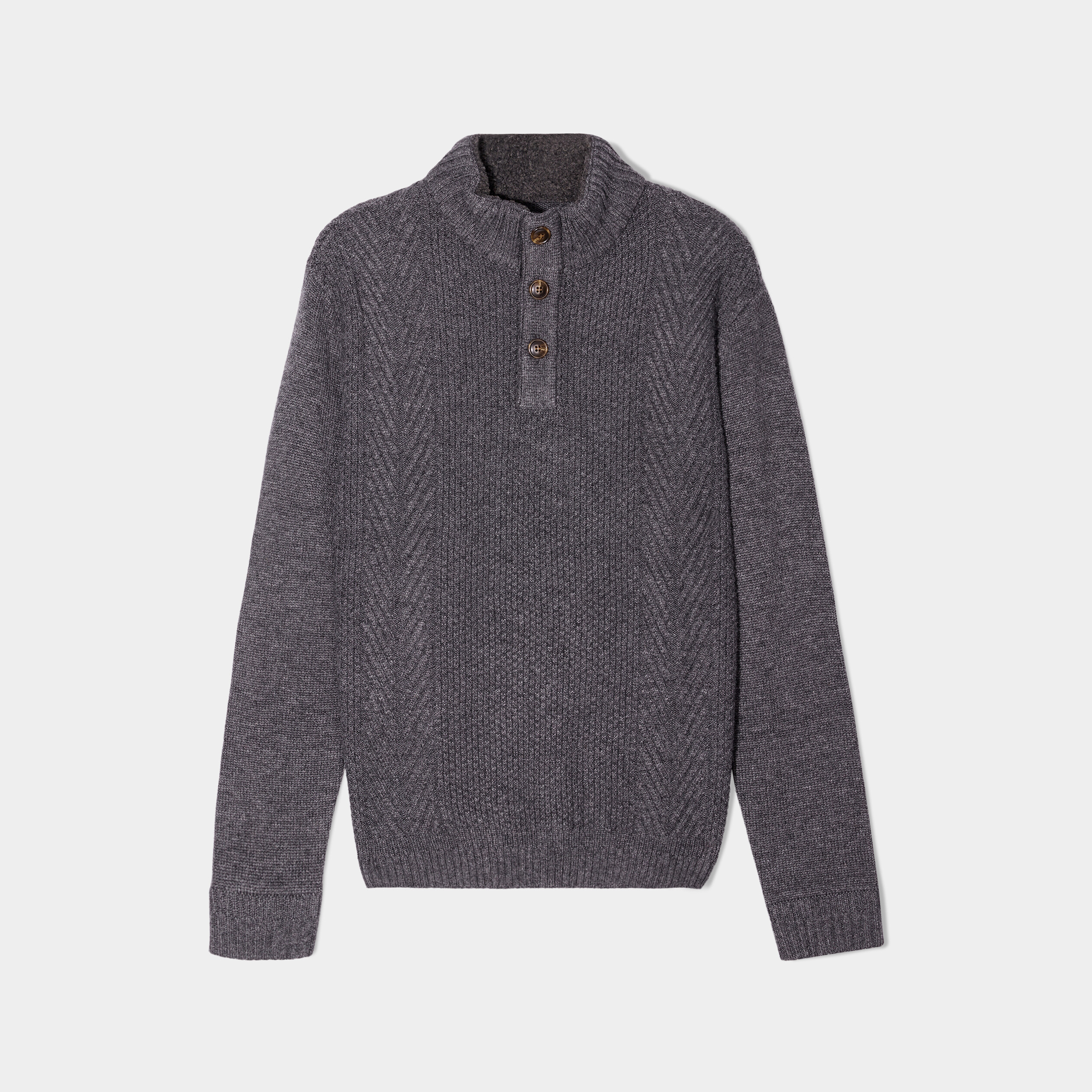 Pull camionneur boutonné gris foncé homme | La Halle