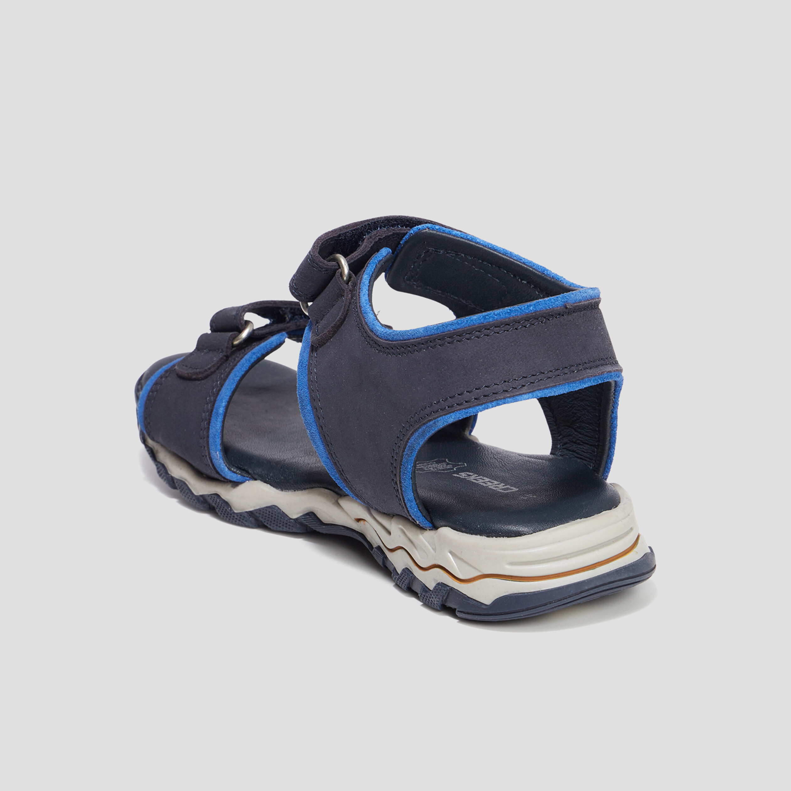 Sandales à scratchs en cuir Creeks Polis bleu marine garçon | La Halle