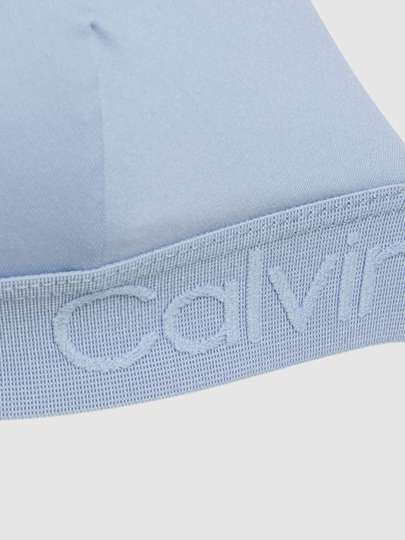 Bikini-Oberteil mit Label-Detail in hellblau