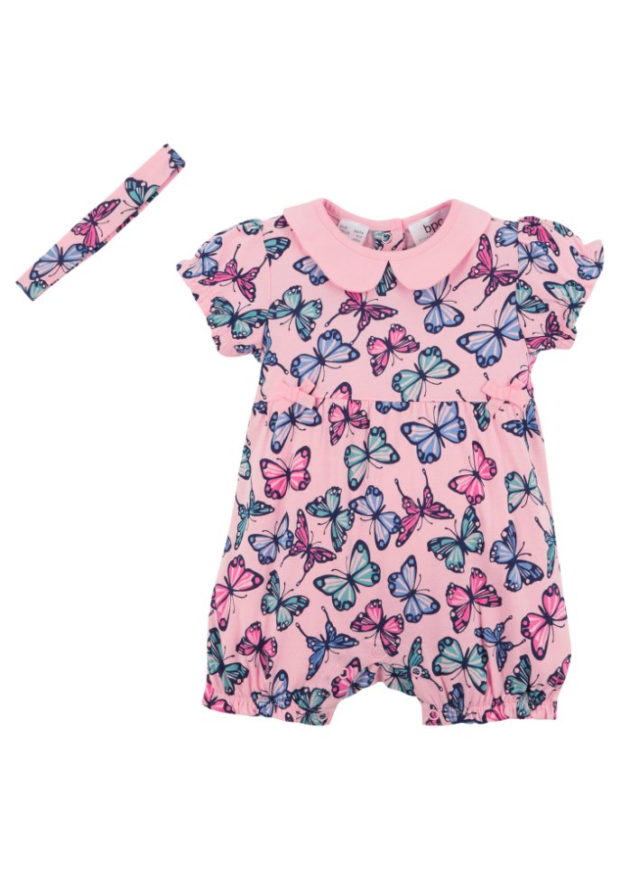 Baby Kurzarm Overall + Stirnband (2-tlg.) Bio-Baumwolle