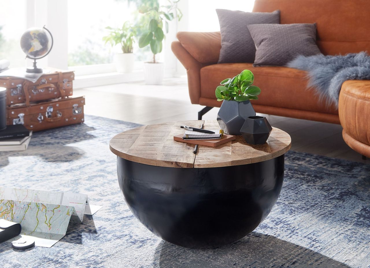 Wohnling Couchtisch 60x34x60 cm Mango Massivholz