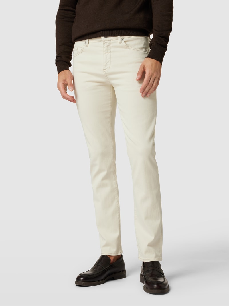 Slim Fit Jeans in unifarbenem Design Modell 'Delaware' in offwhite