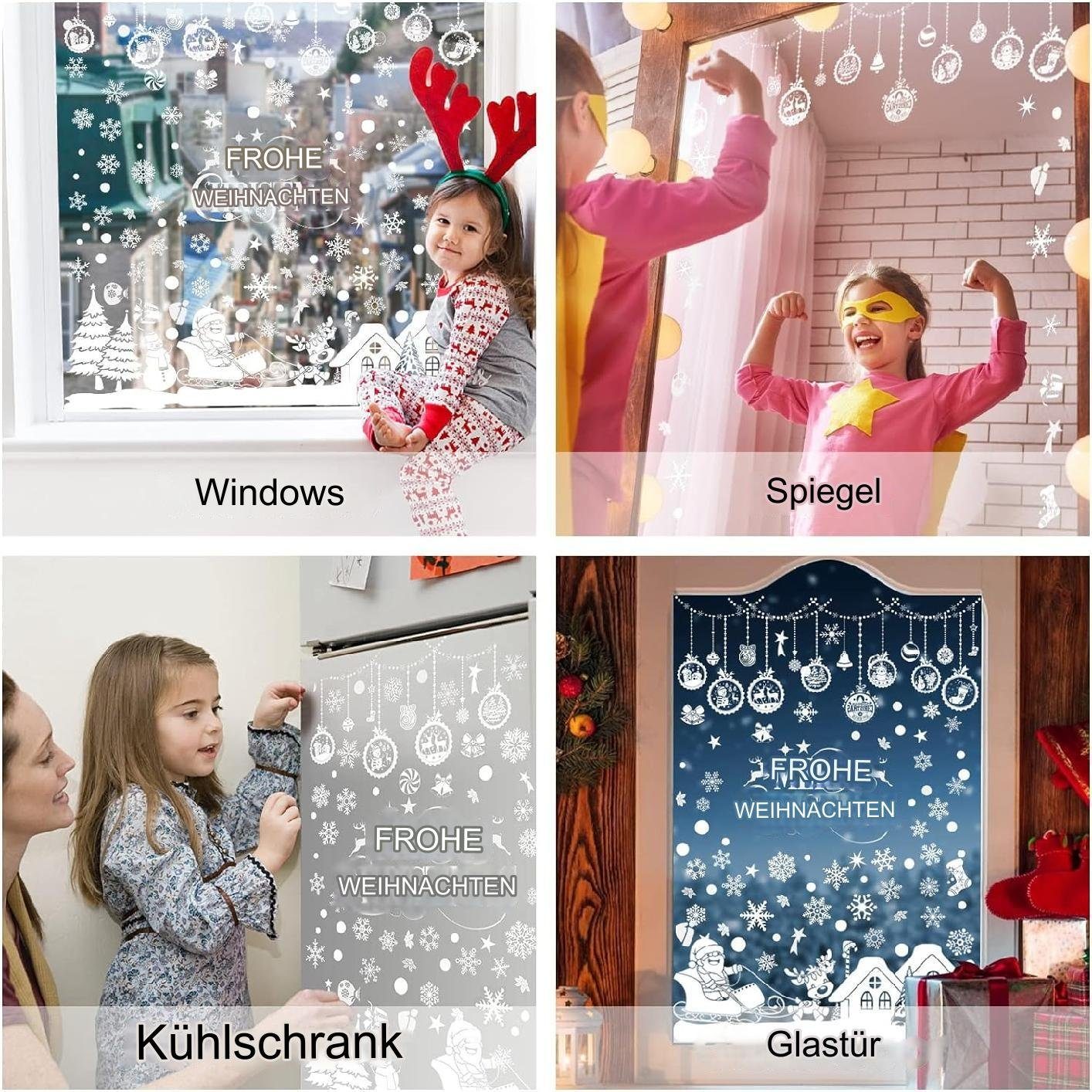 Fenstersticker Weihnachts-Fensterbilder Schneeflocken Fensterdeko, Fenstersticker, aikidio