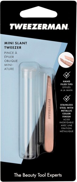 Tweezerman Mini Slant Tweezer - Schräge Mini Pinzette, Rose Gold Pinzette