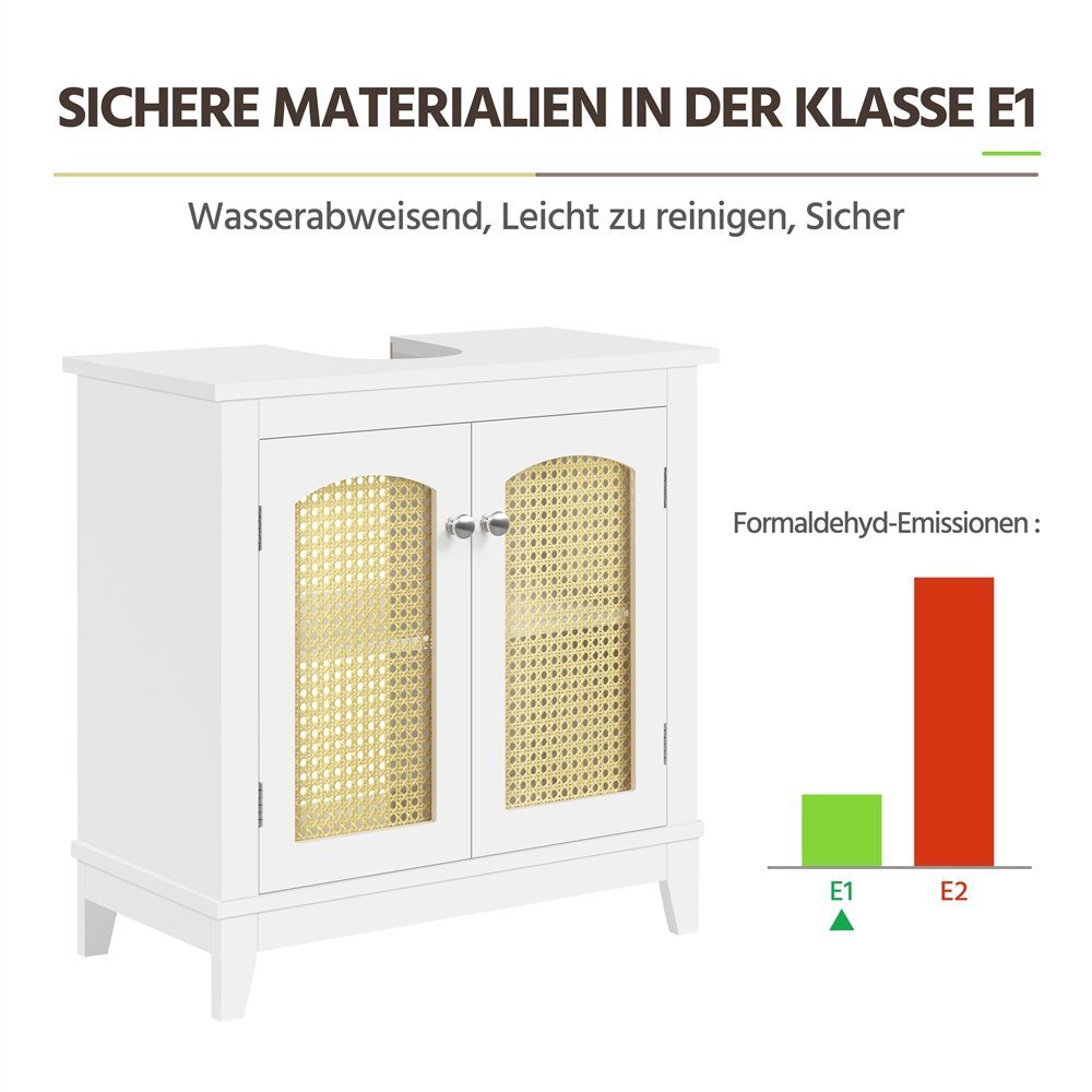 Yaheetech Badkommode, Waschbeckenunterschrank Badezimmerschrank weiß