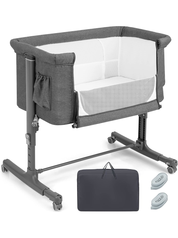 COSTWAY 3 in 1 Beistellbett in Anthrazit günstig kaufen onesize