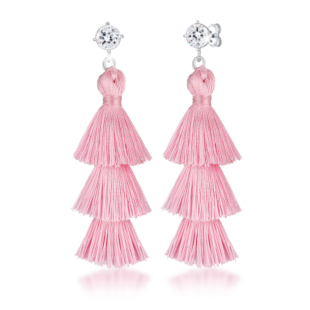 Elli Elli Boucles d'Oreilles Femme Pampil avec Cristaux en Argent Sterling 925 Boucles d'oreilles