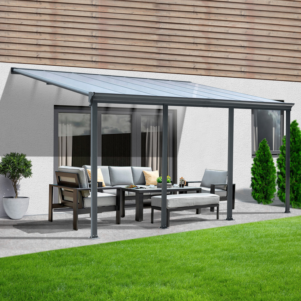Home Deluxe Terrassenüberdachung SOLIS 618 x 303 x 226 / 278 cm grau