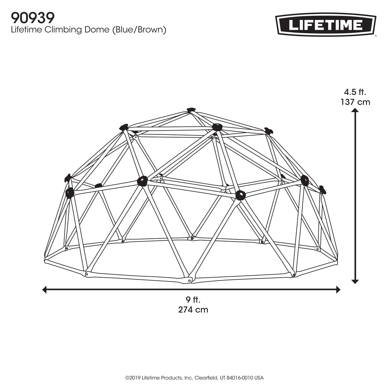 Lifetime Geodome Klettergerüst braun/blau 274x137 cm