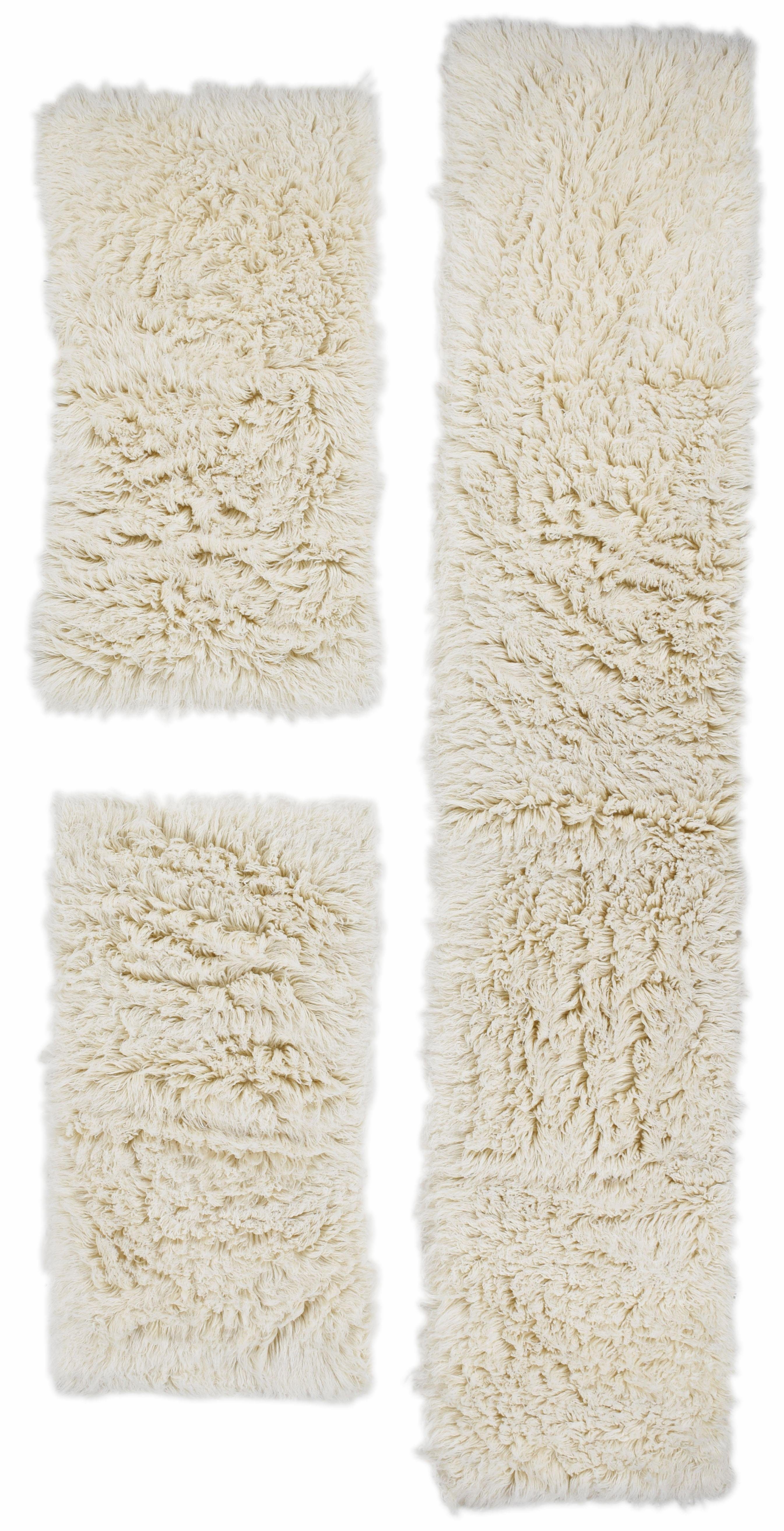 Bettumrandung Flokos 2 THEKO, Höhe 64 mm, Läufer-Set, Hochflor, Uni-Farben, reine Wolle, handgewebt