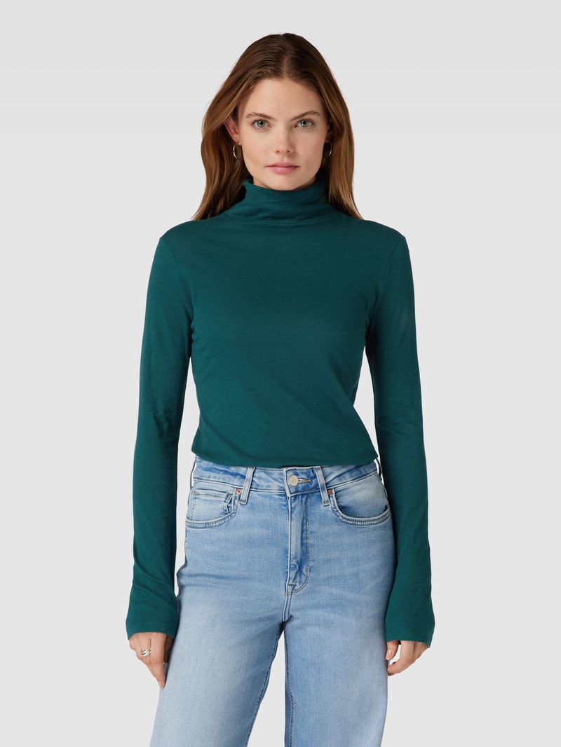 Longsleeve mit Rollkragen in dunkelgrün