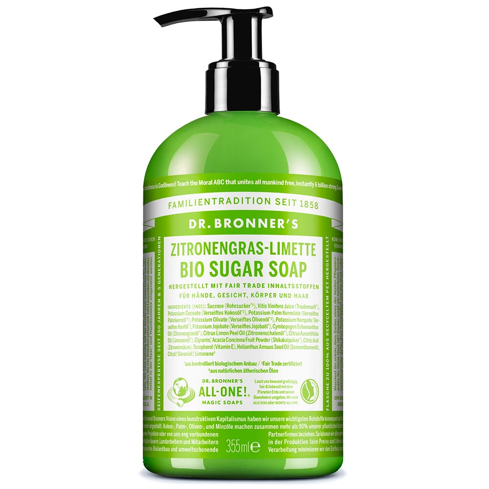 Dr. Bronner's Bio Sugar Soap Zitronengras-Limette 355 ml