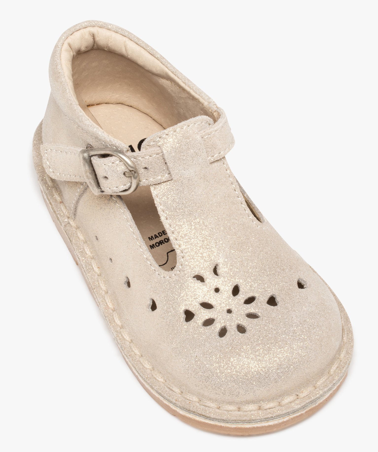 Babies bébé fille dessus cuir uni motifs perforés or | GEMO