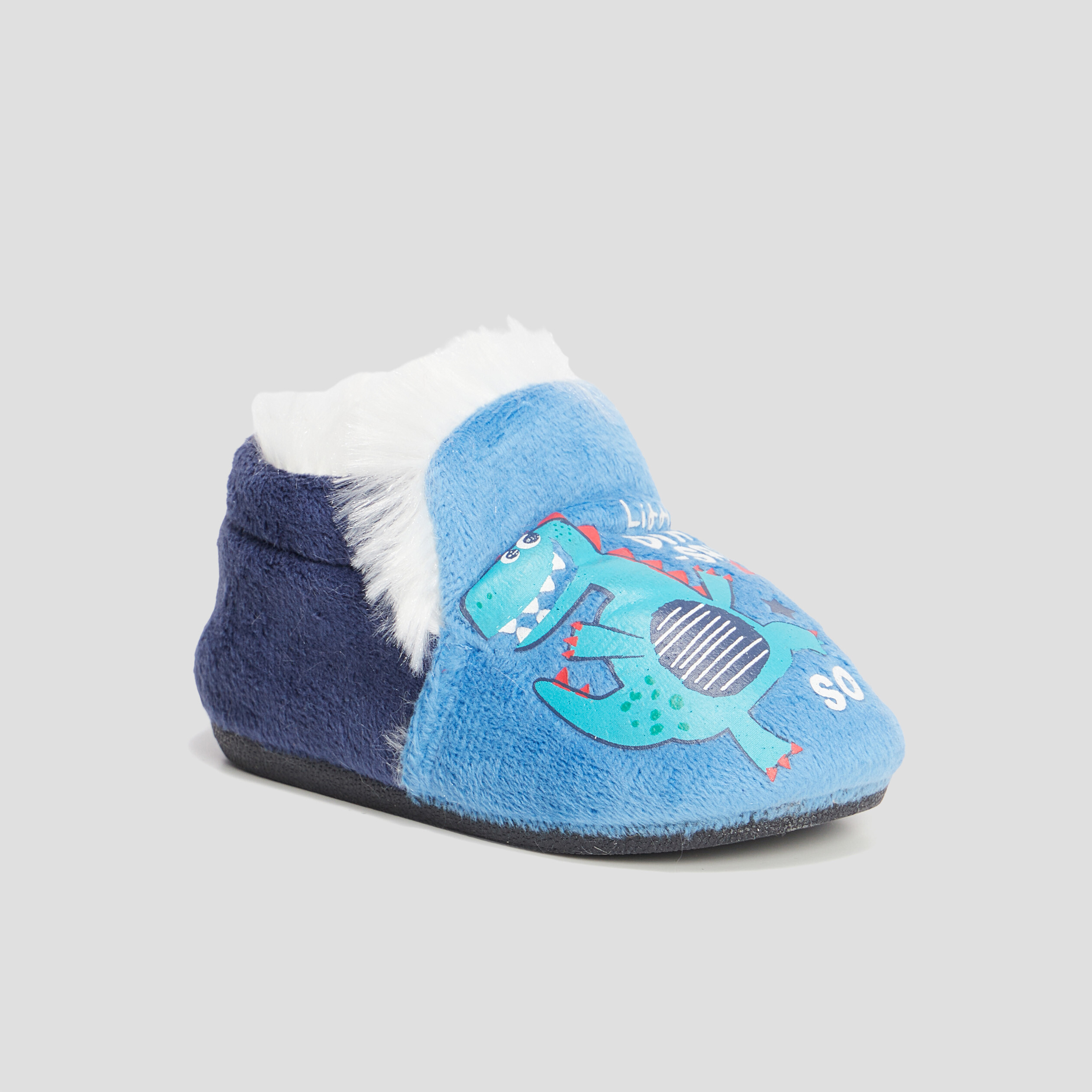 Chaussons sans gêne fourrés bleu bébé garçon | La Halle