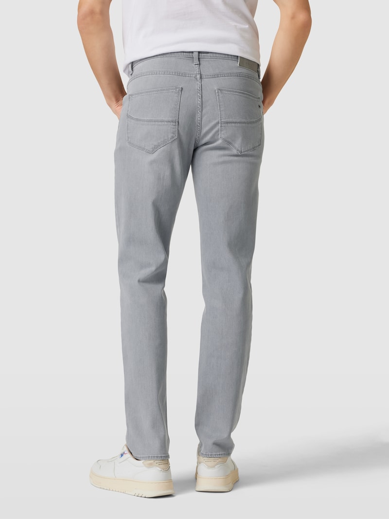 Straight Fit Jeans mit Label-Patch Modell 'Cadiz' in hellgrau