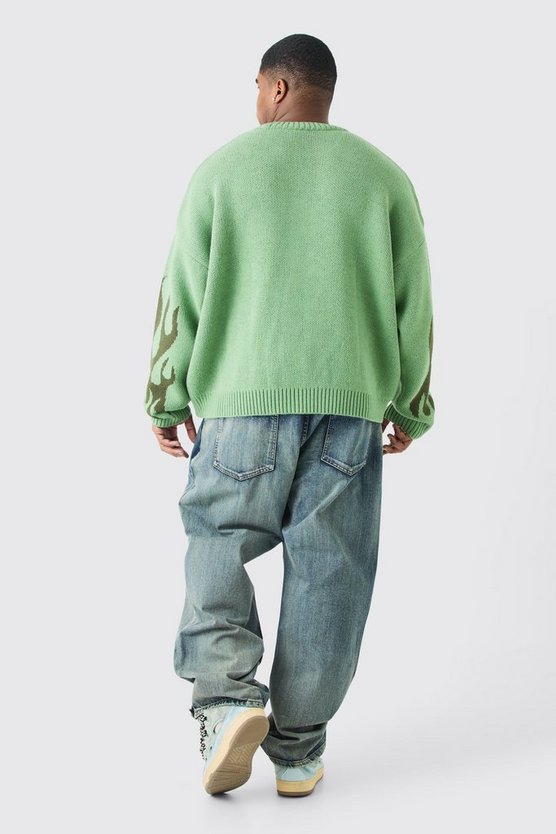 Plus Oversize Homme Pullover in Grün