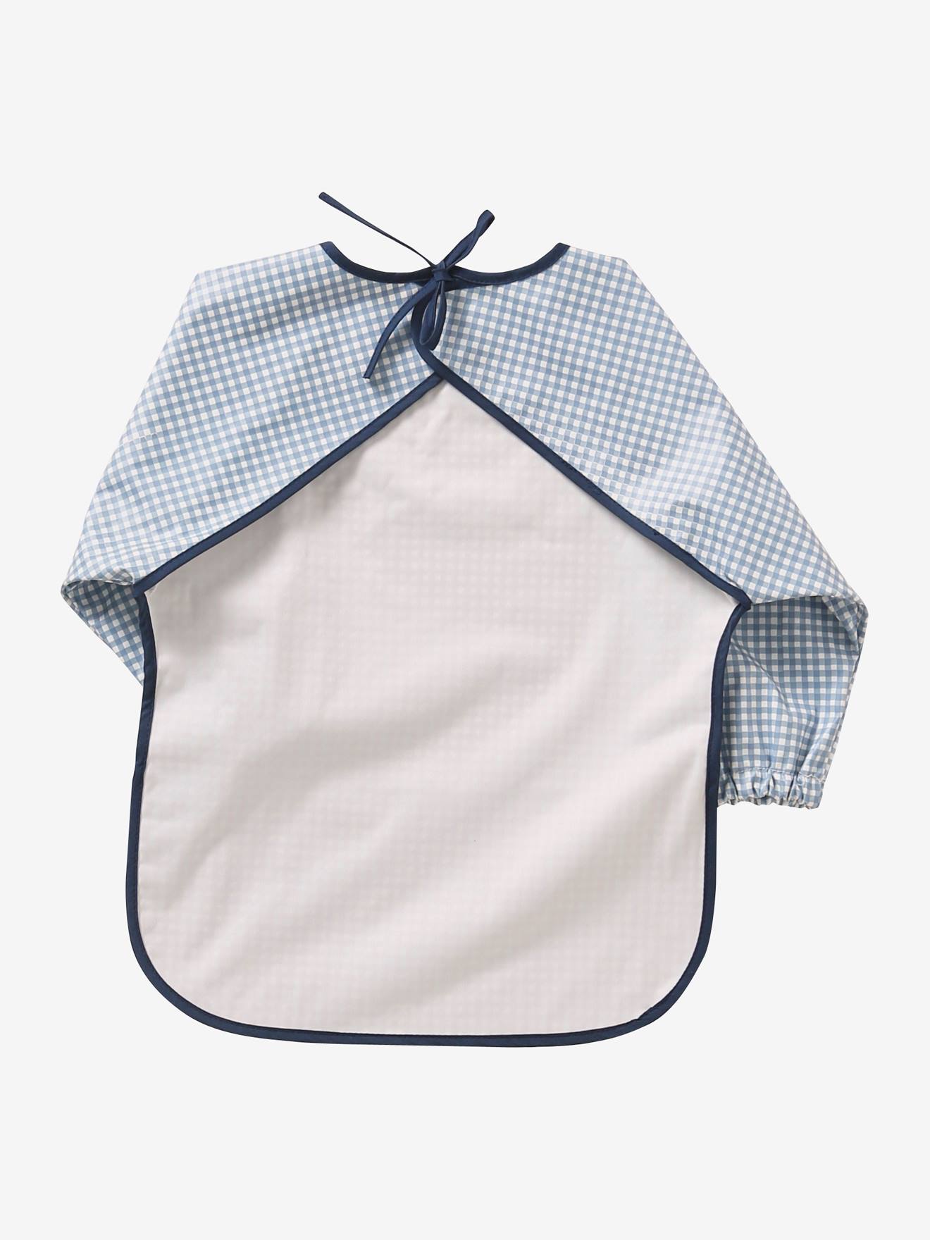 Bavoir tablier manches longues vichy bleu