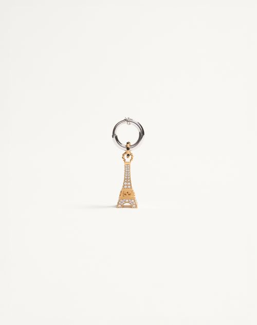 Boucle d'oreille unique Chez Valentino en métal et strass Swarovski®