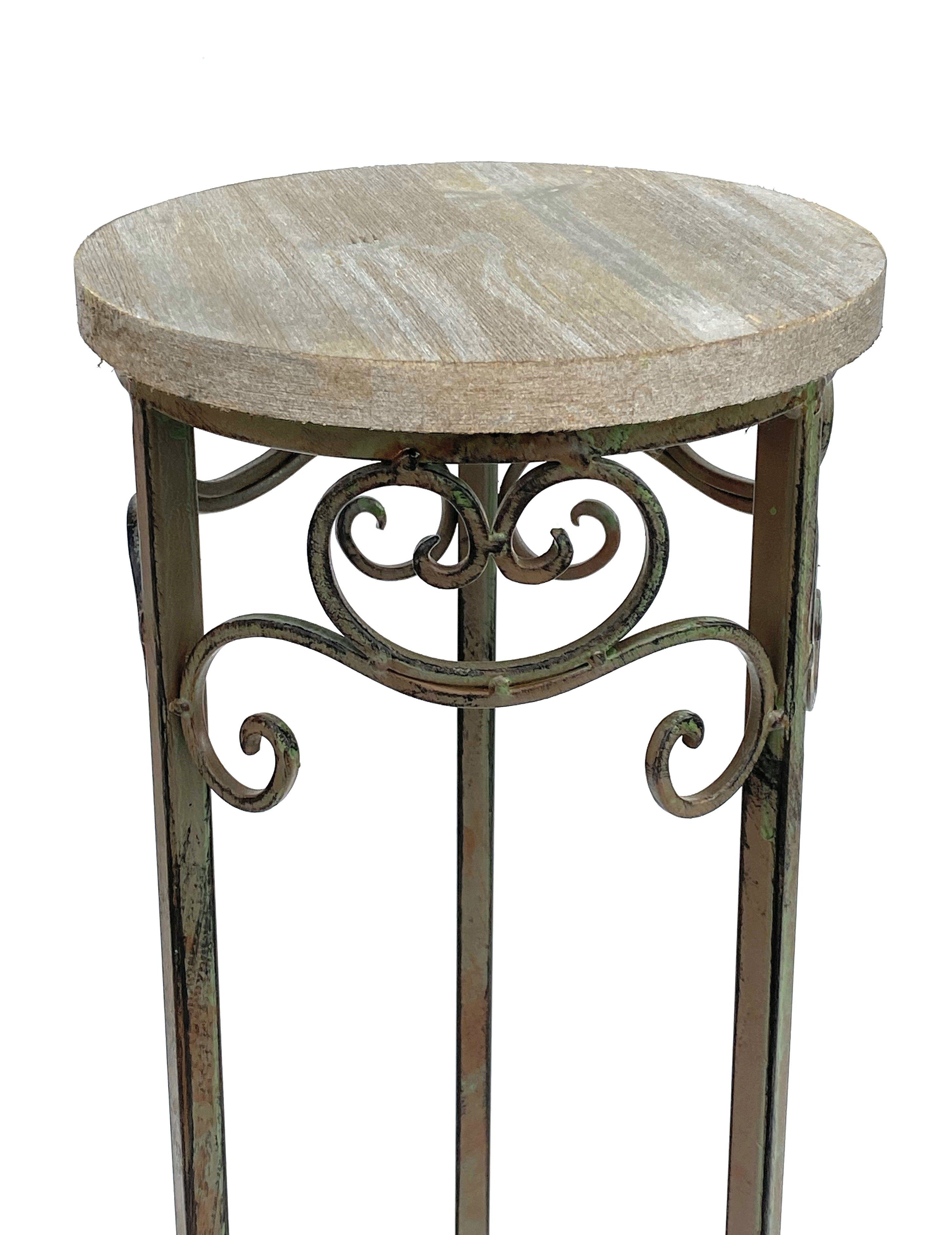 DanDiBo Blumenhocker Blumenhocker Metall Rund Blumenständer 11135 Beistelltisch Pflanzenständer Holzablage Blumensäule