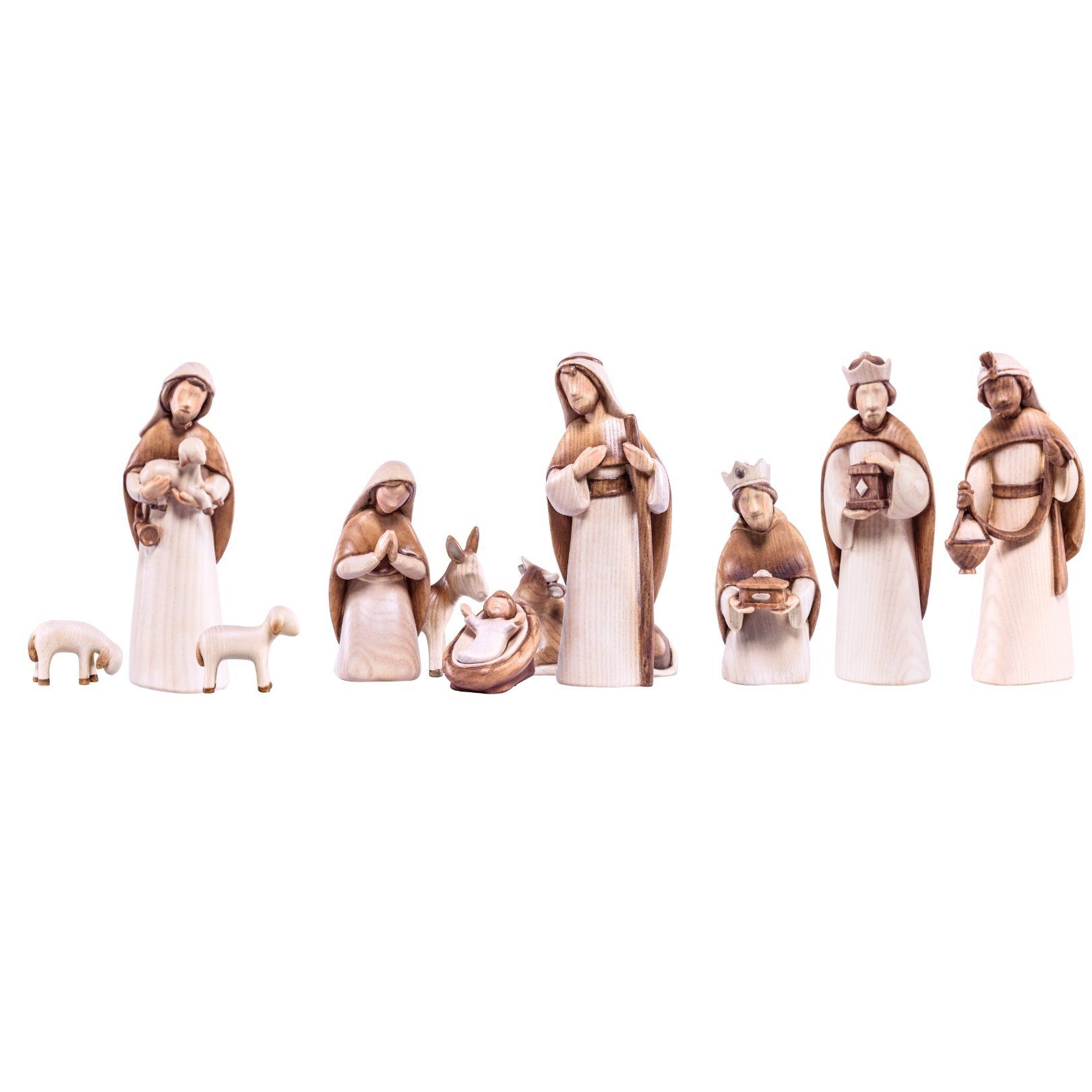 Akantus Krippe Akantus Krippenfiguren: 11er Set, holzgeschnitzt, handbemalt, Ahornholz, Made in Südtirol