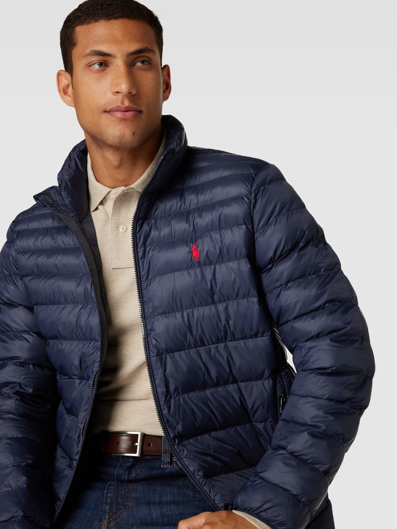 Steppjacke mit Label-Stitching Modell 'TERRA' in marineblau